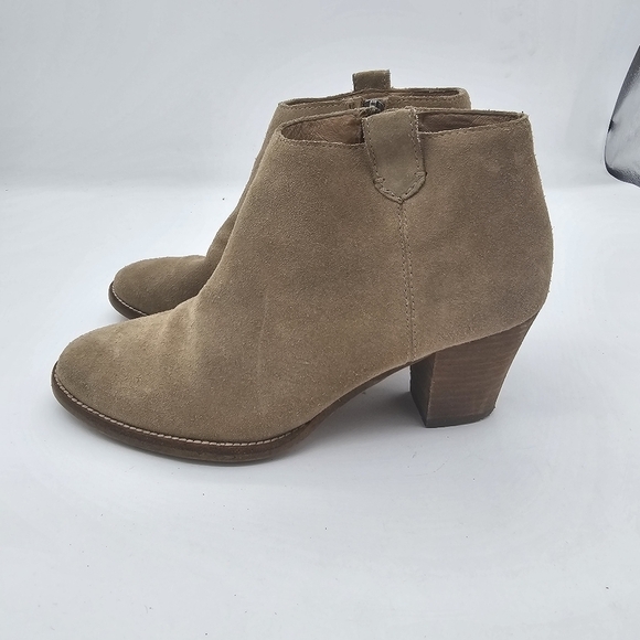 Madewell Sz 6 1/2 Billie Bootie Otter Beige E0192 Tan Zip Up Suede - Picture 5 of 13